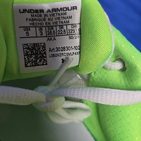 Under Armour Women's Size US 5 Project Rock BSR5 White Green Lace Up Sneakers - Picture 9 of 12